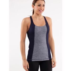 LULULEMON Get Fit Racerback Keyhole Tank Top Navy Blue & Heather Women's SZ 4
